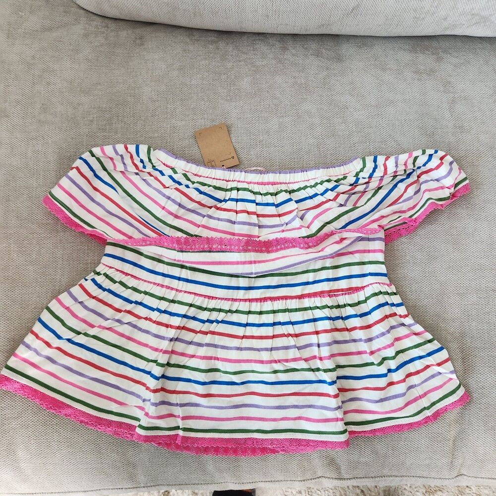 Mini Boden Girls 13-14YR‎ Multi Striped Ruffle Jersey Skort NWT